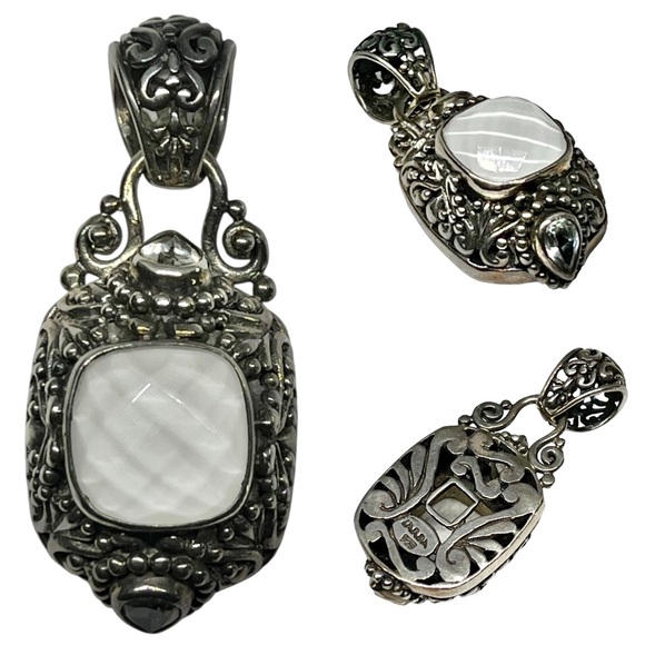 Vintage Hand Made Sarda Moonstone Sterling Silver 925 Signed Gemstone Pendant - Picture 1 of 13